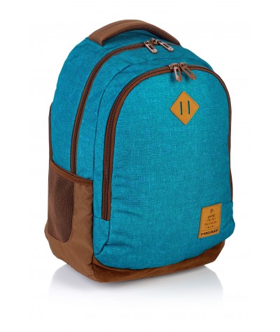 Plecak młodzieżowy HEAD turkusowy melanż HD-56 B modny plecak na laptop dla chłopaka, niebieski plecak dla chłopaka