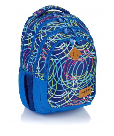 Plecak młodzieżowy HEAD serpentyny HD-103 C niebieski plecak dla chłopaka, niebieski plecak dla dziewczyny, plecak w paski