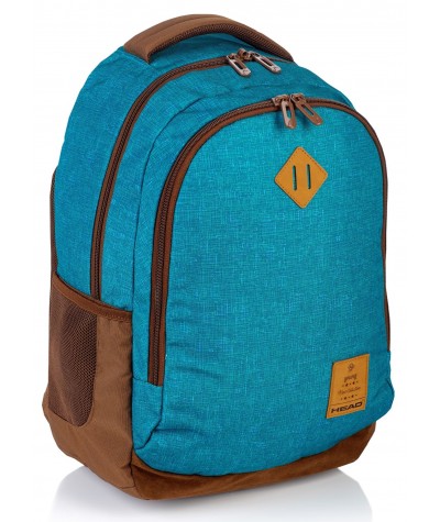 Plecak młodzieżowy HEAD turkusowy melanż HD-56 B modny plecak na laptop dla chłopaka, niebieski plecak dla chłopaka