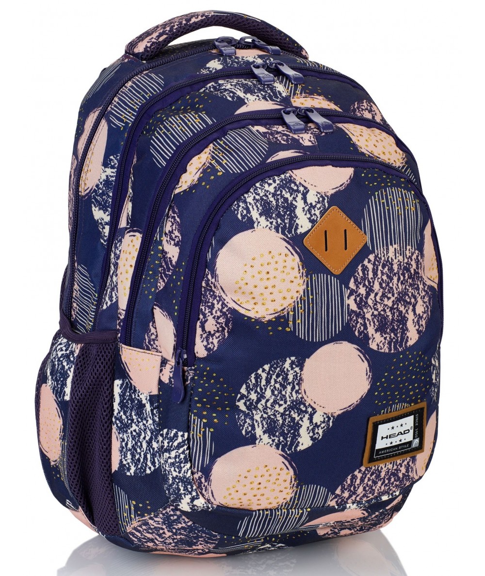 Plecak młodzieżowy HEAD kolisty collage HD-40 C - plecak pudrowy róż, pudrowy plecak, granatowy plecak dla dziewczyny