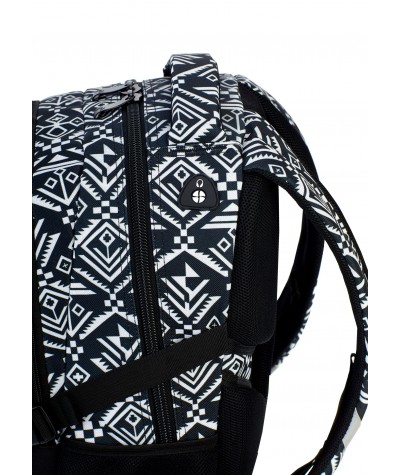 Plecak młodzieżowy HEAD aztecki, czarno-biały HD-74 D czarno biały plecak, czarny plecak z białym, modny plecak aztecki