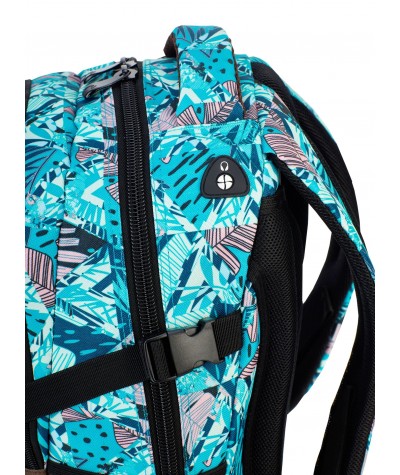 Plecak młodzieżowy HEAD niebieskie tropiki HD-58 H - modny plecak dla nastolatków, zdrowy plecak dla młodzieży, niebieski plecak