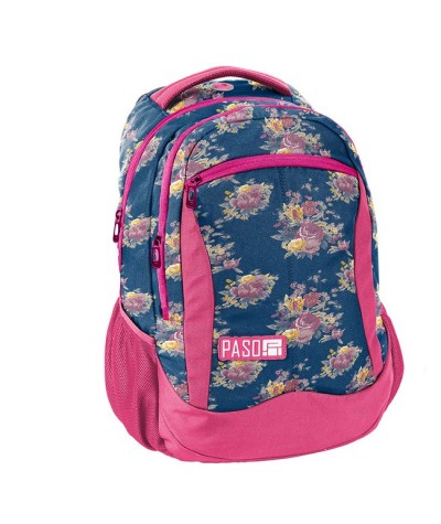 Plecak w kwiaty dla dziewczyny - niebieski do szkoły Paso Unique