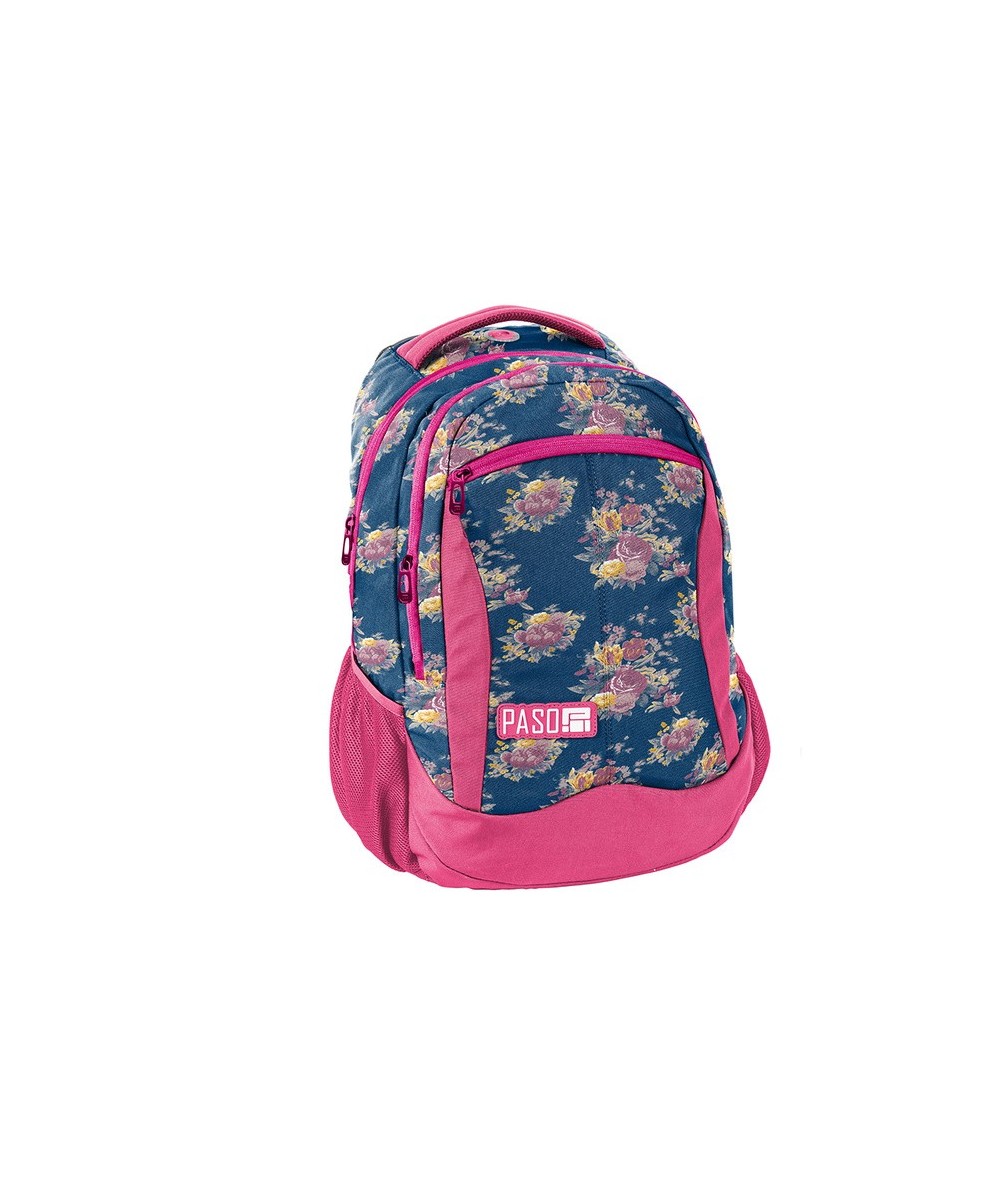 Plecak w kwiaty dla dziewczyny - niebieski do szkoły Paso Unique