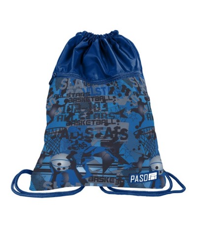 Niebieski worek szkolny plecak na sznurkach dla chłopaka basketball