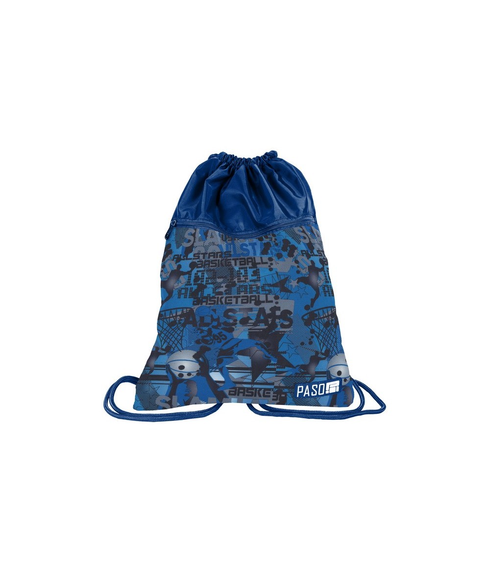 Niebieski worek szkolny plecak na sznurkach dla chłopaka basketball