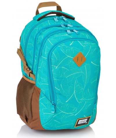 Plecak młodzieżowy HEAD seledynowe listki HD-92 E supermodny plecak do szkoły, plecak dla chłopaka do szkoły, plecak szkolny