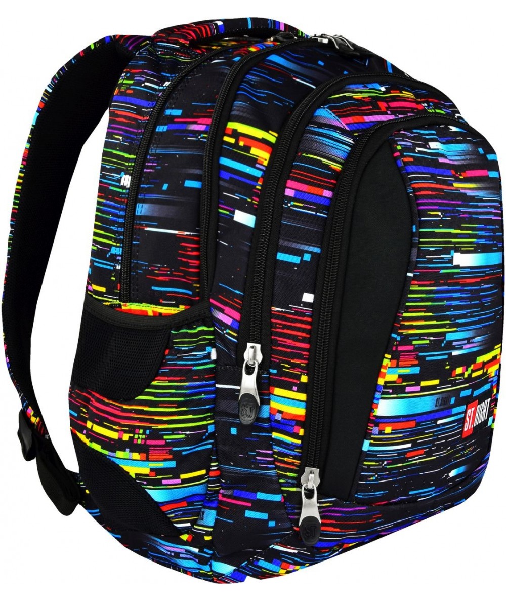 Plecak młodzieżowy ST.RIGHT BETA STRIPES kolorowe paski BP04 modny plecak dla młodzieży, fajny plecak młodzieżowy