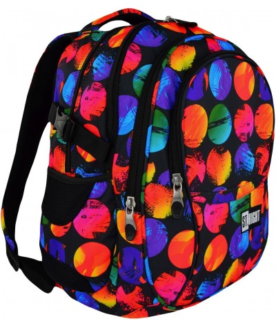 Plecak młodzieżowy 01 ST.RIGHT COLOURFUL DOTS kolorowe grochy, unikatowy wzór grochów w kolorze zachodzącego słońca dla ucznia