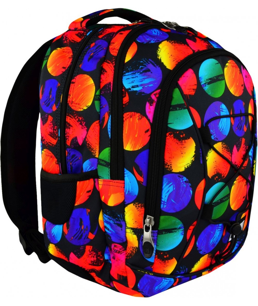 Plecak młodzieżowy 32 ST.RIGHT COLORFUL DOTS kolorowe kule - modny plecak szkolny dla dziewczyny i chłopaka