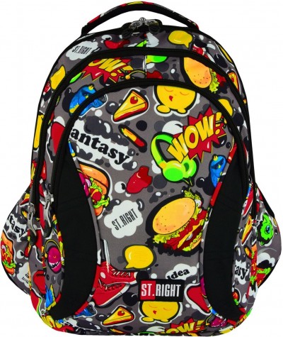 Plecak młodzieżowy ST.RIGHT FAST FOOD hamburgery BP02 młodzieżowy plecak, modny plecak dla młodzieży