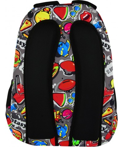 Plecak młodzieżowy 23 ST.RIGHT FAST FOOD hambrgery wzór BP23 - modny plecak szkolny, młodzieżowy plecak szkolny