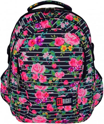 Plecak młodzieżowy ST.RIGHT LIGHT ROSES różyczki BP01 plecak szkolny dla dziewczyny, modny plecak szkolny dla dziewczyny