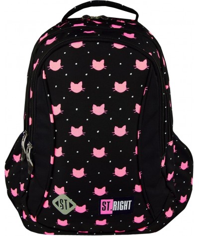 Plecak do pierwszej klasy ST.RIGHT MEOW koty BP26 - modny plecak dla dziewczyny we wzór kotków, plecak w koty
