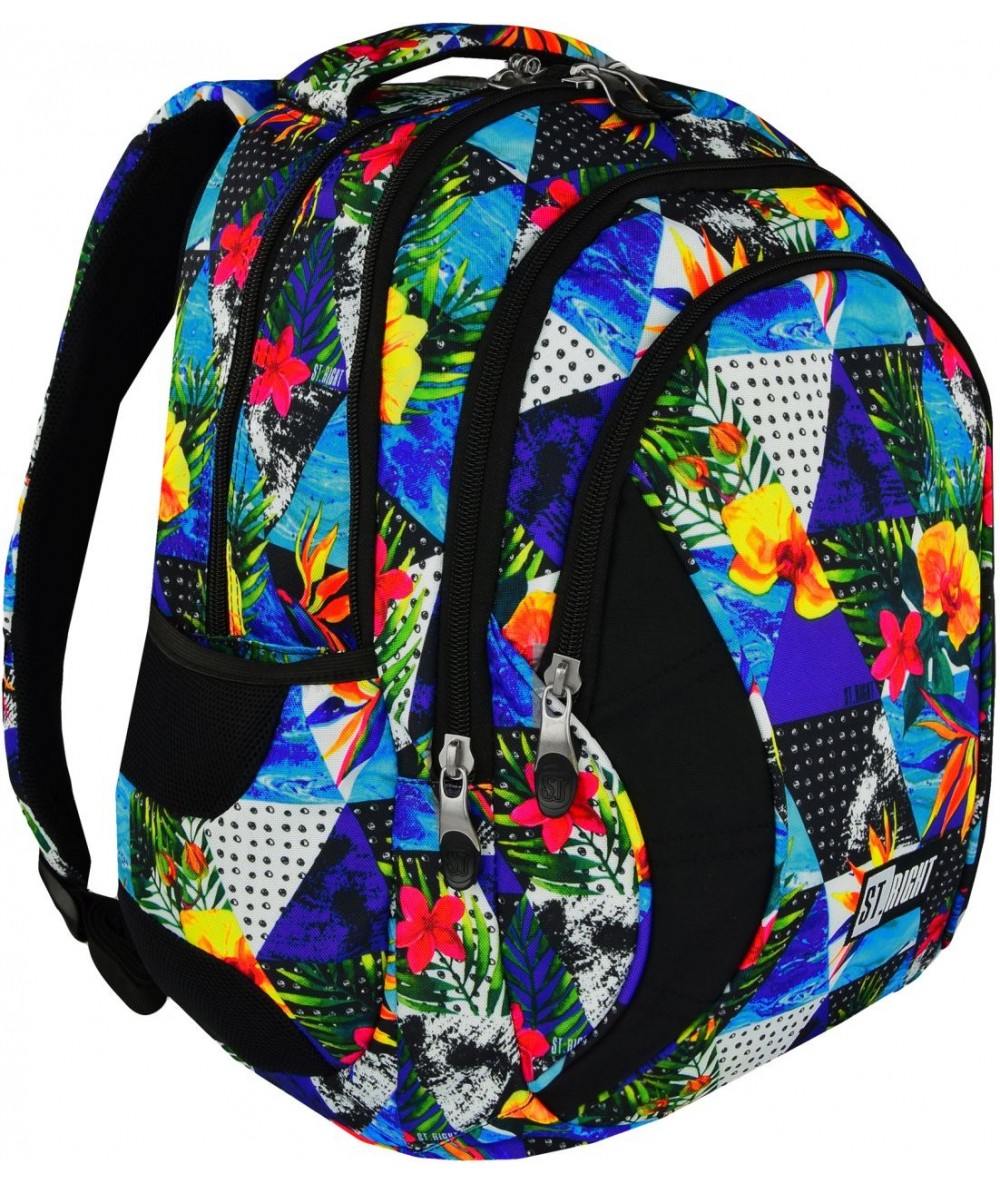 Plecak młodzieżowy ST.RIGHT PARADISE rajska wyspa BP02 - plecak dla młodzieży motywy tropikalne, modny plecak szkolny