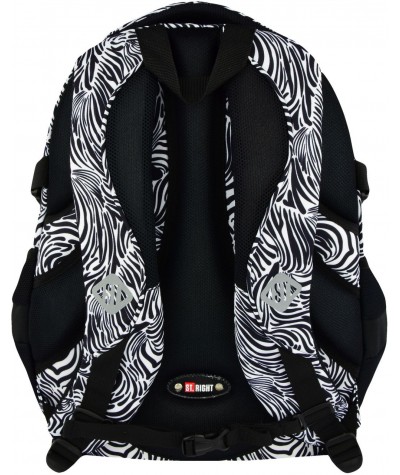 Plecak młodzieżowy 01 ST.RIGHT ZEBRA czarno-biały plecak biało-czarne paski, zebra, dla dziewczyn i chłopaków