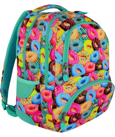 Plecak młodzieżowy ST.RIGHT DONUTS ciastka/pączki BP07 - modny plecak dla dziewczyny w słodkie donuty, pastelowe kolory