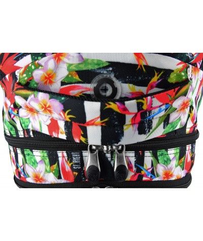 Plecak młodzieżowy 01 ST.RIGHT TROPICAL STRIPES hibiskus - najmodniejszy wzór plecaka szkolnego dla nastolatek hibiskus, tropiki