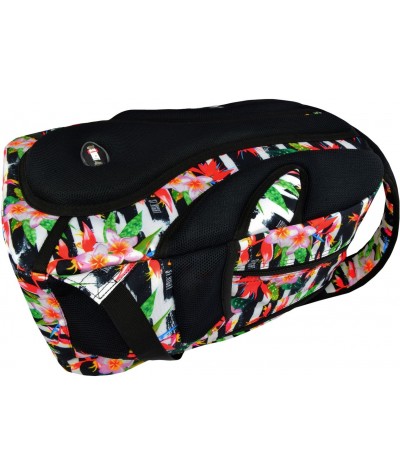 Plecak młodzieżowy 32 ST.RIGHT TROPICAL STRIPES hibiskus - modny plecak do szkoły dla nastolatki