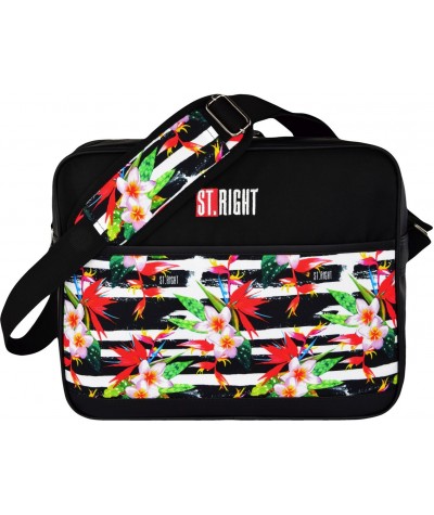 Torba na ramię / listonoszka ST.RIGHT TROPICAL STRIPES hibiskus, torba A4, modna torba dla dziewczyny, torba na ramię w kwiaty