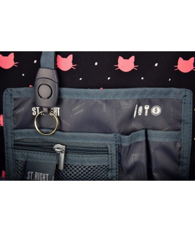 Plecak na kółkach ST.RIGHT MEOW koty - plecak w różowe kotki na granatowym tle hit dla dziewczynek