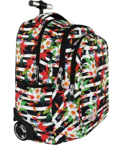 Plecak na kółkach ST.RIGHT TROPICAL STRIPES  hibiskus - supermodny wzór plecaka na kółkach tropikalny motyw