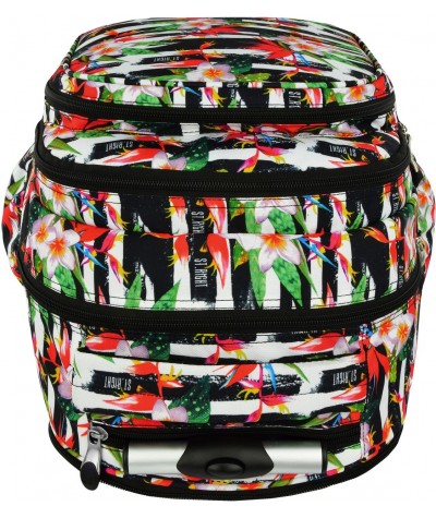 Plecak na kółkach ST.RIGHT TROPICAL STRIPES  hibiskus - supermodny wzór plecaka na kółkach tropikalny motyw
