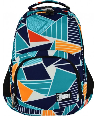 Plecak młodzieżowy ST.RIGHT ICE BLUE trójkąty abstrakcja BP23 - modny plecak szkolny, młodzieżowy plecak szkolny