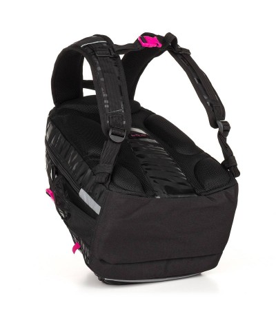 Solidny plecak Topgal czarno-różowy YUMI18038G - czarny plecak dla dziewczynki, plecak z różowymi dodatkami, dziewczęcy plecak