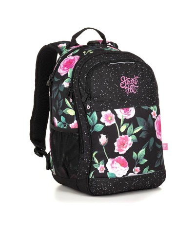 Plecak Topgal dla dziewczyny w róże, plecak w róże, plecak w kwiaty, plecak boho, RUBI 18025 G