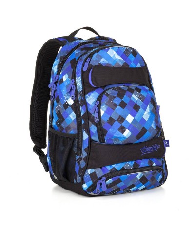 Niebieski plecak w kratkę dla młodzieży Topgal YUMI18036B dla chłopaka