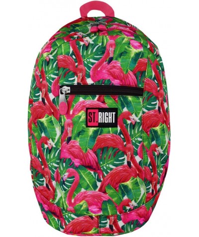 Plecak miejski, wycieczkowy ST.RIGHT FLAMINGO PINK & GREEN flamingi BP09 - modny plecak dla dziewczyny, plecak flamingi