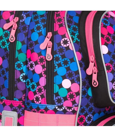 Plecak dla dziewczyny, dziewczęcy plecak w kropki, różowy plecak w kropki, plecak w gwiazdki, plecak szkolny ALLY 18012G