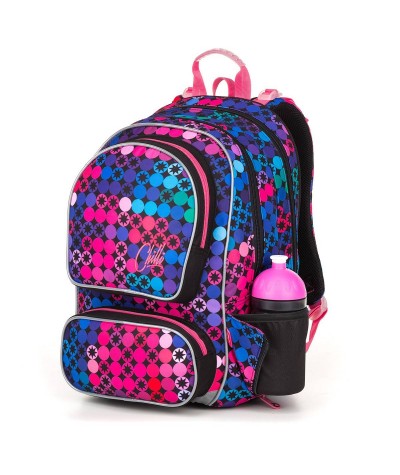 Plecak dla dziewczyny, dziewczęcy plecak w kropki, różowy plecak w kropki, plecak w gwiazdki, plecak szkolny ALLY 18012G