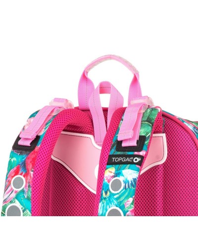 Plecak szkolny papuga, plecak hibiskusy, plecak dżungla dla dziewczynki Topgal dżungla, papuga ENDY 18001 G dla dziewczyn