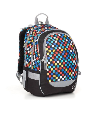 Plecak szkolny dla chłopaka, plecak kostki, plecak w kratkę, plecak w piksele Topgal CODA 18020 B 