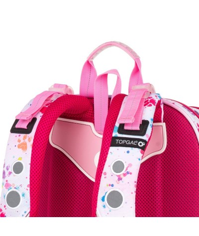 Plecak szkolny Topgal pieski, różowy plecak, różowy plecak w pieski, ENDY 18017 G dla dziewczynek