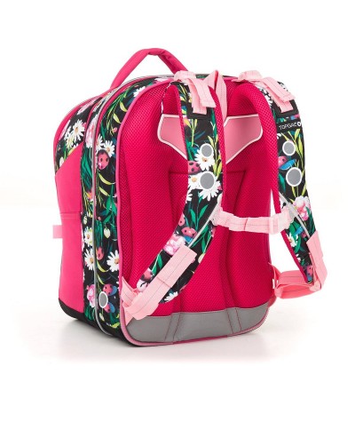 Plecak w kwiaty, plecak w biedronki, czerwony plecak szkolny Topgal kwiaty i biedronki COCO 18004 G dla dziewczynek