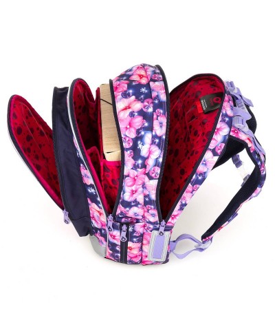 Plecak w kwiatki, plecak w kwiaty, plecak w różowe kwiaty, różowy plecak, fioletowy plecak, Topgal storczyki MIRA 18019 G