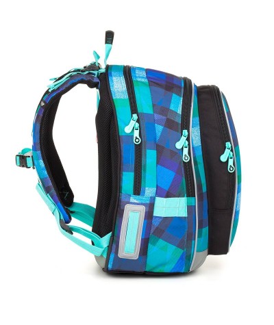 Plecak niebieski, plecak w kratkę, niebieski plecak w kratkę, szkolny Topgal niebieski w kratkę MIRA 18014 B