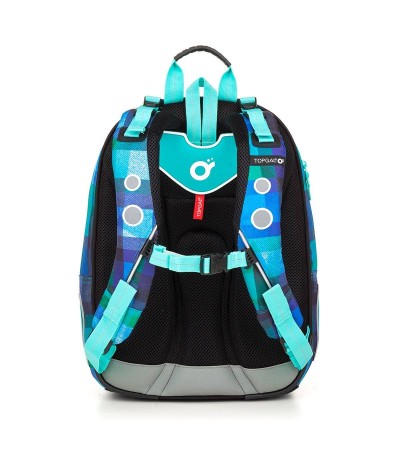 Plecak niebieski, plecak w kratkę, niebieski plecak w kratkę, szkolny Topgal niebieski w kratkę MIRA 18014 B