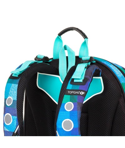 Plecak niebieski, plecak w kratkę, niebieski plecak w kratkę, szkolny Topgal niebieski w kratkę MIRA 18014 B