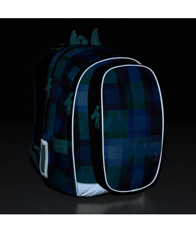 Plecak niebieski, plecak w kratkę, niebieski plecak w kratkę, szkolny Topgal niebieski w kratkę MIRA 18014 B
