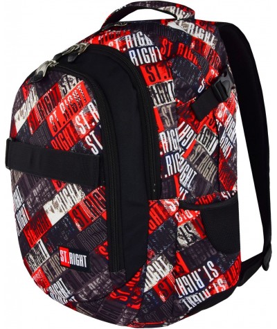 Plecak młodzieżowy ST.RIGHT ST.GRUNGE napisy BP34 - duży i solidny plecak do szkoły dla chłopaka, modny plecak dla chłopaka