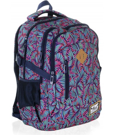 Plecak młodzieżowy HASH pawie pióra HS-13 H - modny plecak dla dziewczyny do szkoły, dziewczęcy plecak