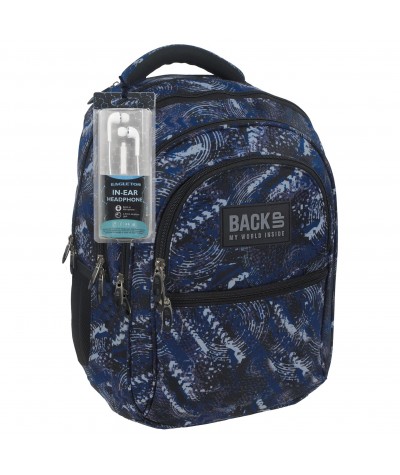 Plecak BackUP B 32 granatowa abstrakcja do szkoły - SŁUCHAWKI GRATIS! Modny plecak dla chłopaka do szkoły, fajny plecak