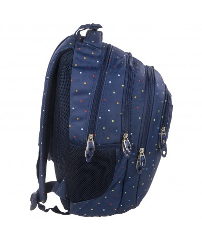Plecak BackUP B 15 granatowy w kropki do szkoły + GRATIS słuchawki - modny plecak dla dziewczyn i chłopaków, plecak w kropki