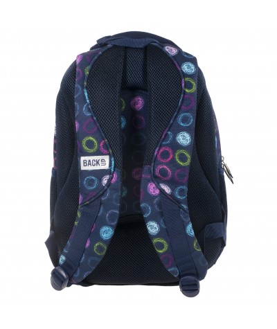 Plecak BackUP B 18 niebieski w kółka + GRATIS słuchawki - modny plecak dla dziewczyny, niebieski plecak w kropki
