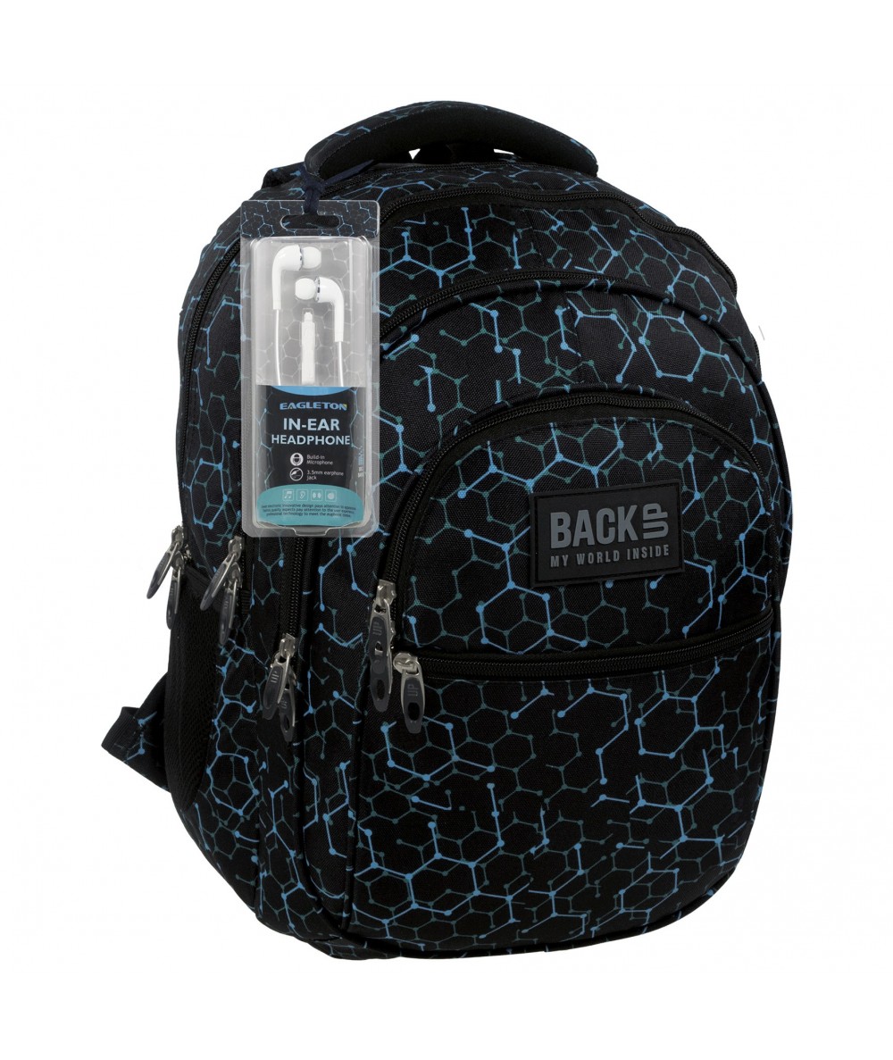Plecak BackUP B 5 chemiczna abstrakcja do szkoły + GRATIS słuchawki - plecak dla chłopaka, modny plecak dla chłopca