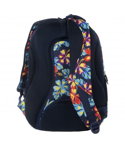 Plecak BackUP B 2 tropikalne kwiaty do szkoły + GRATIS słuchawki - plecak w kwiaty dla dziewczyny, modny plecak